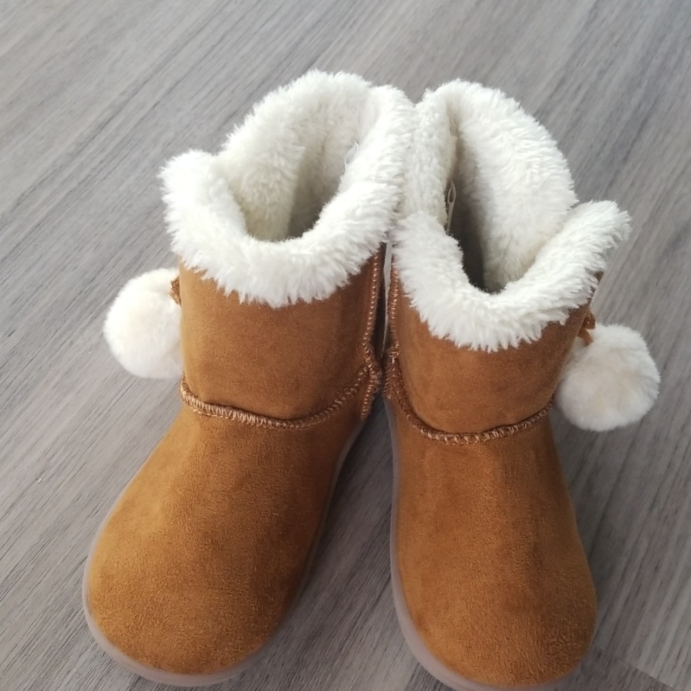 Brown fuzzy boots